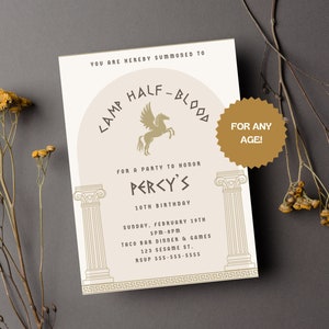 Percy Jackson Inspired Greek Gods Birthday Invitation | Printed Invitations