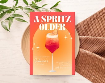 A Spritz Älteres Aperol Spritz Geburtstagseinladung | Sofortdownload | Bearbeitbare Vorlage
