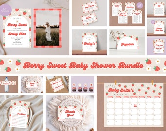 Berry Sweet Baby Shower Bundle | Instant Download | Editable Templates