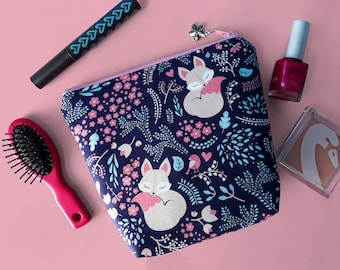 Mini trousse de maquillage avec renards, trousse de maquillage, trousse de beauté pour le maquillage, idée cadeau pour une amie amoureuse des animaux