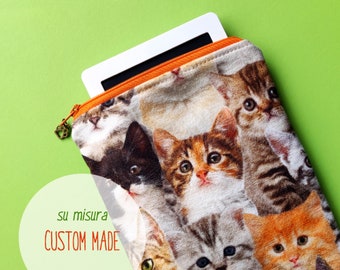 Cat Kindle sleeve, Kobo Libra H2O and 2 case, Tolino Vision 5 6 Epos 2 cover, zipper Kindle Oasis ereader pouch with cats, Pocketbook Era