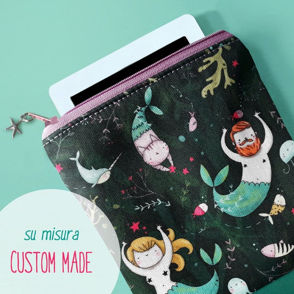 Custodia Kindle Kobo Tolino con sirene, cover per Kobo Clara BW e Colour, Paperwhite 2021 Voyage Touch, Tolino Shine 5 e Color, Pocketbook