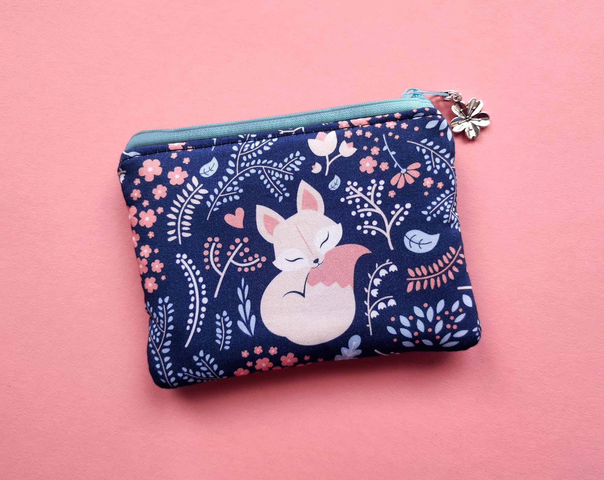 Coin Purse With Zipper, Cute Change Pouch With a Fox