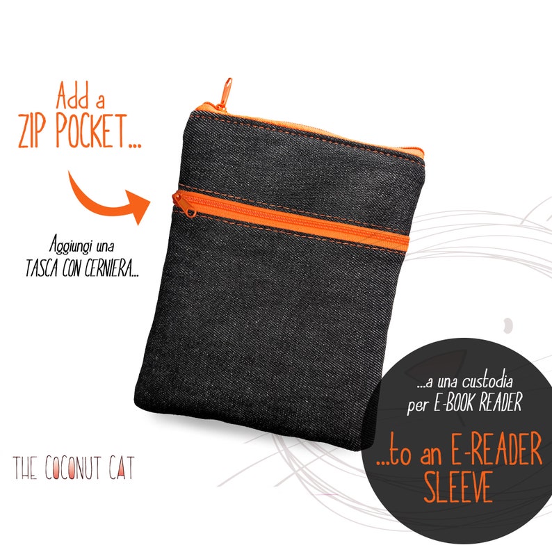 Ajoutez une poche à votre étui de liseuse ou à votre pochette de livre, une poche zippée pour un support de livre ou un étui pour tablette, des accessoires de livre E-reader zip pocket