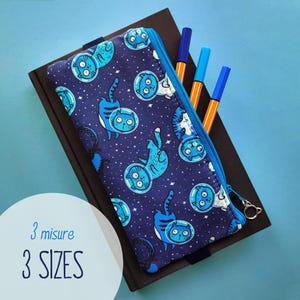 Estojo elástico para diário, estojo para lápis de gato astronauta, bolsa para lápis de pano, presente para amantes de gatos
