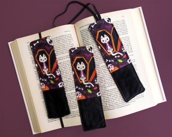 Marque-page élastique avec chat vampire d'Halloween, marque-page en tissu fait main kawaii, gadget de livre, accessoires cadeaux pour lecteur