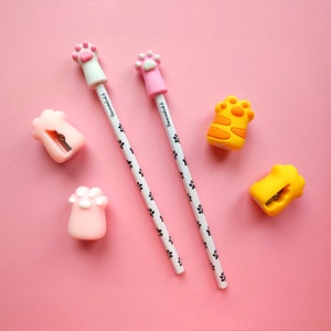 Pencil with paw prints and paw eraser, funny gifts for cats lovers with toe beans, kawaii stationery gifts for dog lover