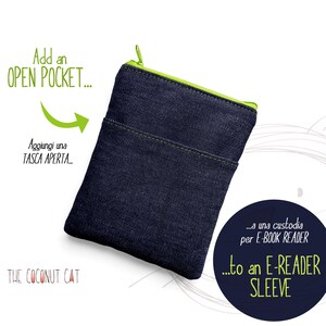 Aggiungi una tasca alla tua custodia per ereader o book sleeve, tasca con cerniera per porta libro o custodia tablet, accessori per libri immagine 2