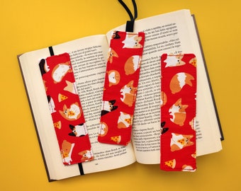 Segnalibro in tessuto fatto a mano con cani corgi, segnalibro kawaii di stoffa con elastico, gadget libri, regalo per amante dei libri
