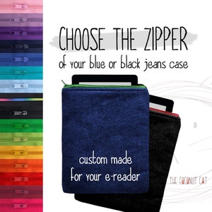 Minimalist ereader sleeve with zipper, Kindle Oasis Paperwhite Voyage case, cover for Kobo Libra Clara Nia, Tolino Vision 5 6 Nook Glowlight