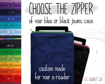 Minimalist ereader sleeve with zipper, Kindle Oasis Paperwhite Voyage case, cover for Kobo Libra Clara Nia, Tolino Vision 5 6 Nook Glowlight