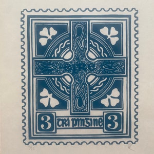 3 P 1923 Irish Stamp Linocut Print zdjęcie 6