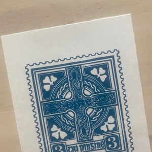 3 P 1923 Irish Stamp Linocut Print zdjęcie 4