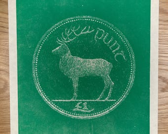PUNT Linocut Print - Green Ink on Kitakata