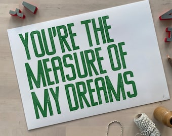 You're The Measure Of My Dreams - Lyrics Print - Dark Green