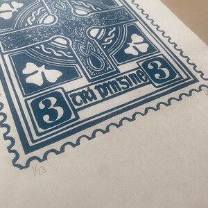 3 P 1923 Irish Stamp Linocut Print zdjęcie 5
