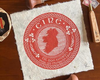 Níl Aon Tinteán Mar Do Thinteán Féin Linocut Print - Red Edition