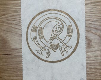 Half Penny Irish Coin Linocut Print