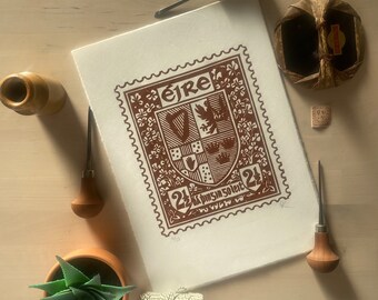 Impresión linográfica irlandesa de 2 1/2 P de 1923