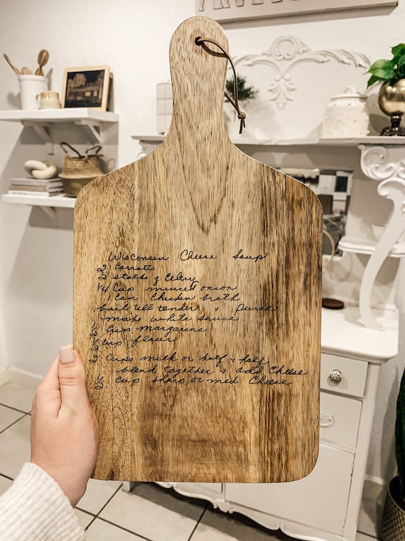Laser Engraved Recipe Cutting Board: Custom Mango Wood Charcuterie Board