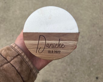 Gravierte Marmor Holz Untersetzer: Benutzerdefinierte Untersetzer Set