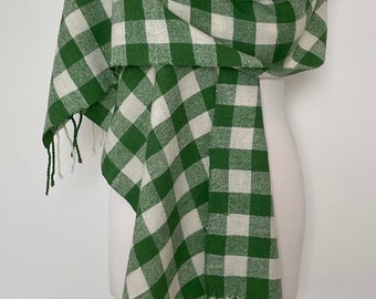 Gingham style handwoven lambswool scarf