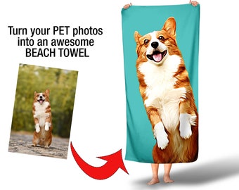 Custom Beach towel with photo of dog