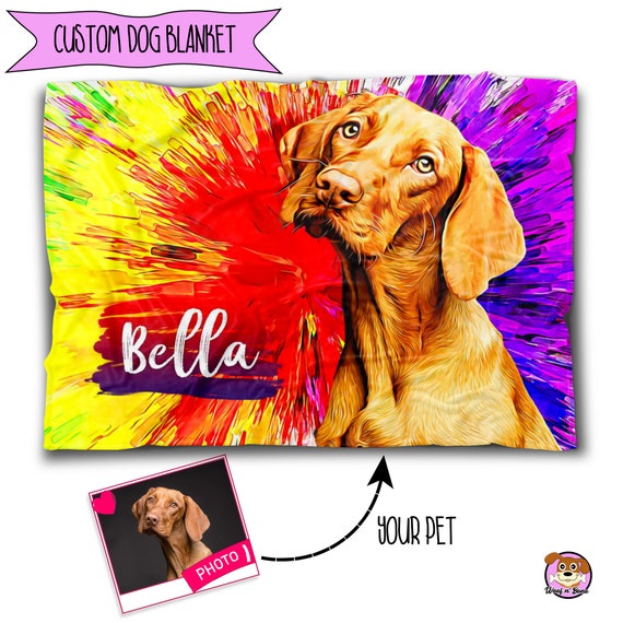 Custom Dog Portrait on a Blanket Gift, Personalized Dog Art