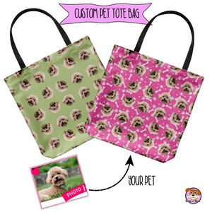 Custom Pet Tote Bag Personalized with faces of your dog image 3