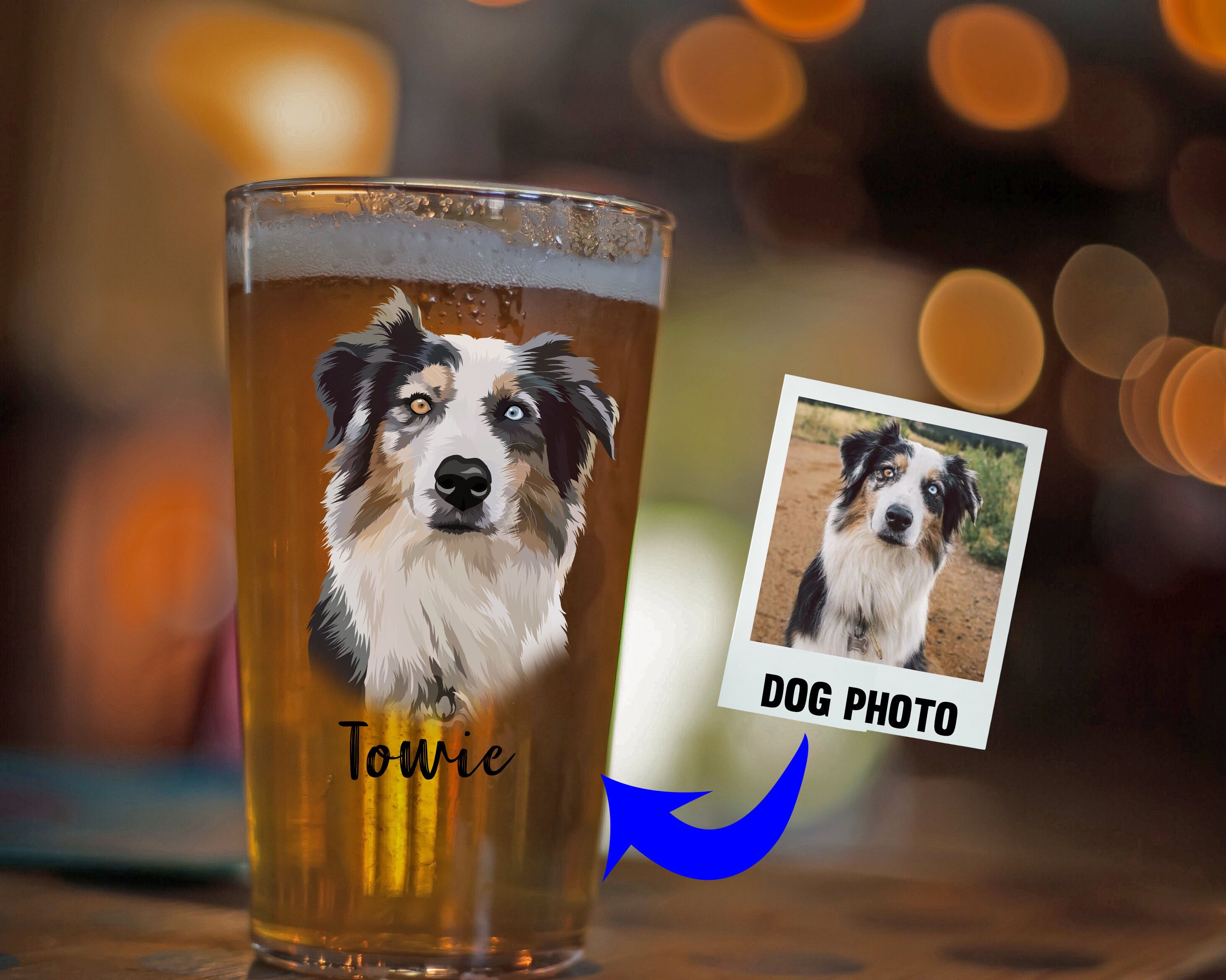 Custom Pet Beer Glass Set Custom Pet Portrait Personalized Etsy