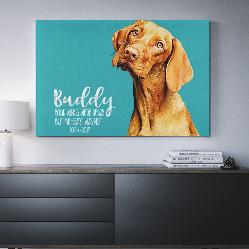 Custom Dog Canvas Portrait Cartoon Style Art on a Color Etsy