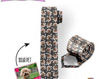 Custom photo tie, Custom Pet Photo Tie, Dog Photo on Tie, Printed on both sides