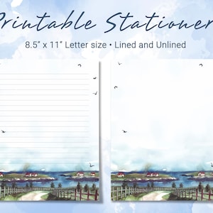 Printable Stationery Lined Paper With of Nature Landscape With Road and ...