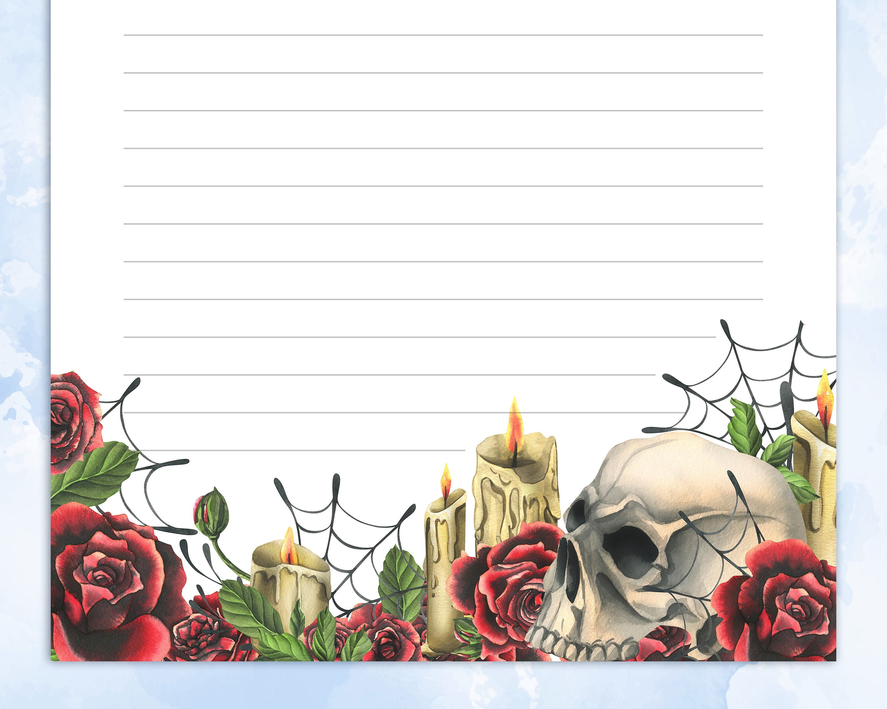Halloween Printable Stationery, Printable Writing Paper With Skulls ...
