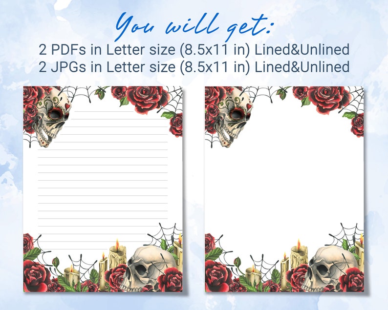 Halloween Printable Stationery, Printable Writing Paper With Skulls ...