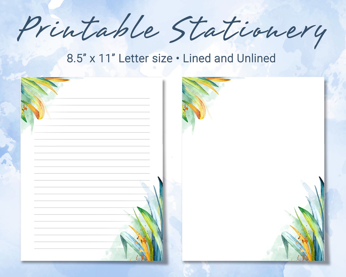 Printable Stationery Lined Paper With Nature Background - Etsy
