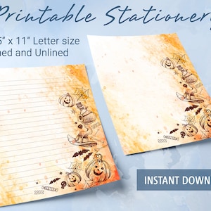 Papelería imprimible de Halloween, papel de carta imprimible con acuarela de Halloween, plantilla de Goodnotes