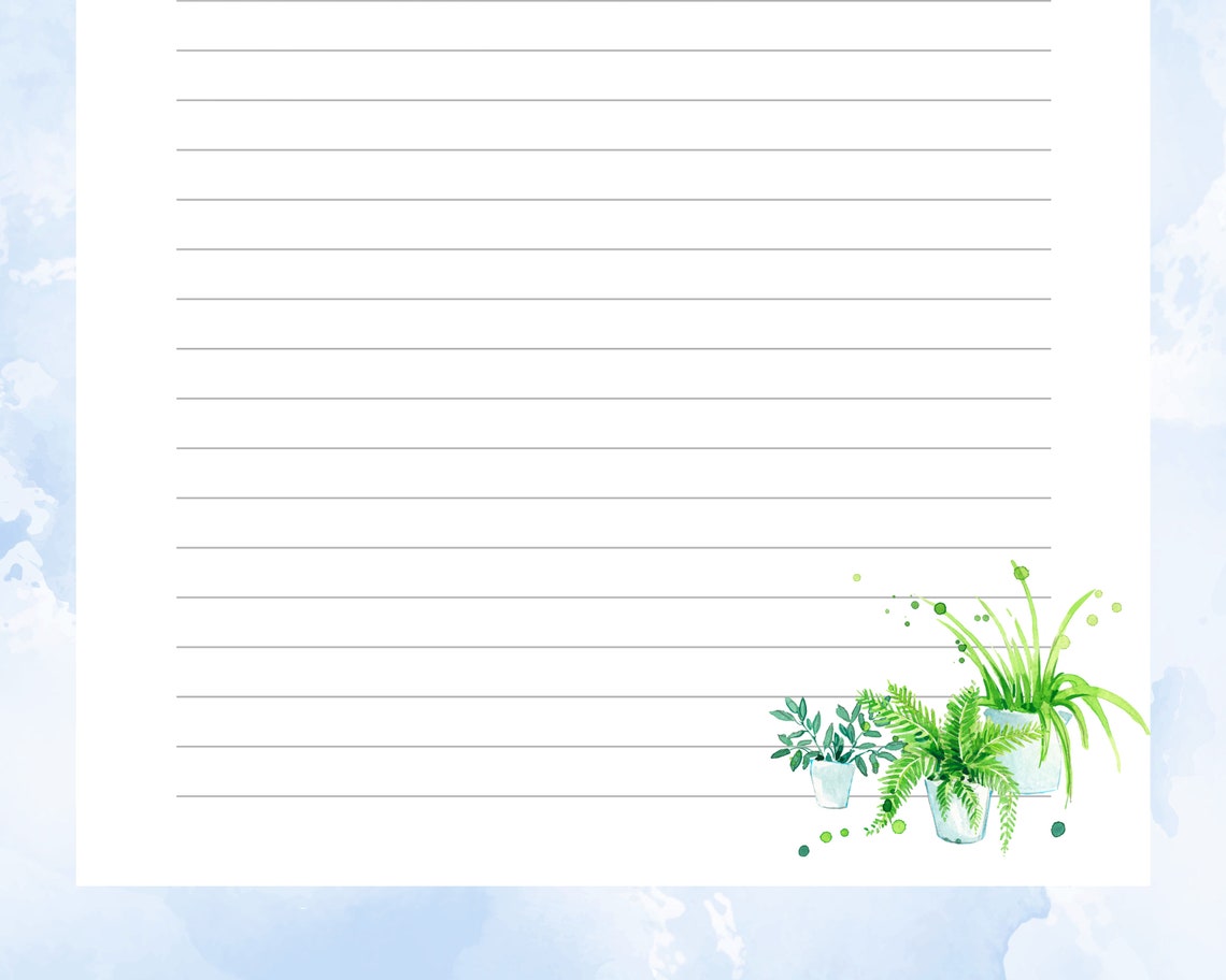 Printable Stationary, Indoor Plant Printable Writing Paper, Botanical ...