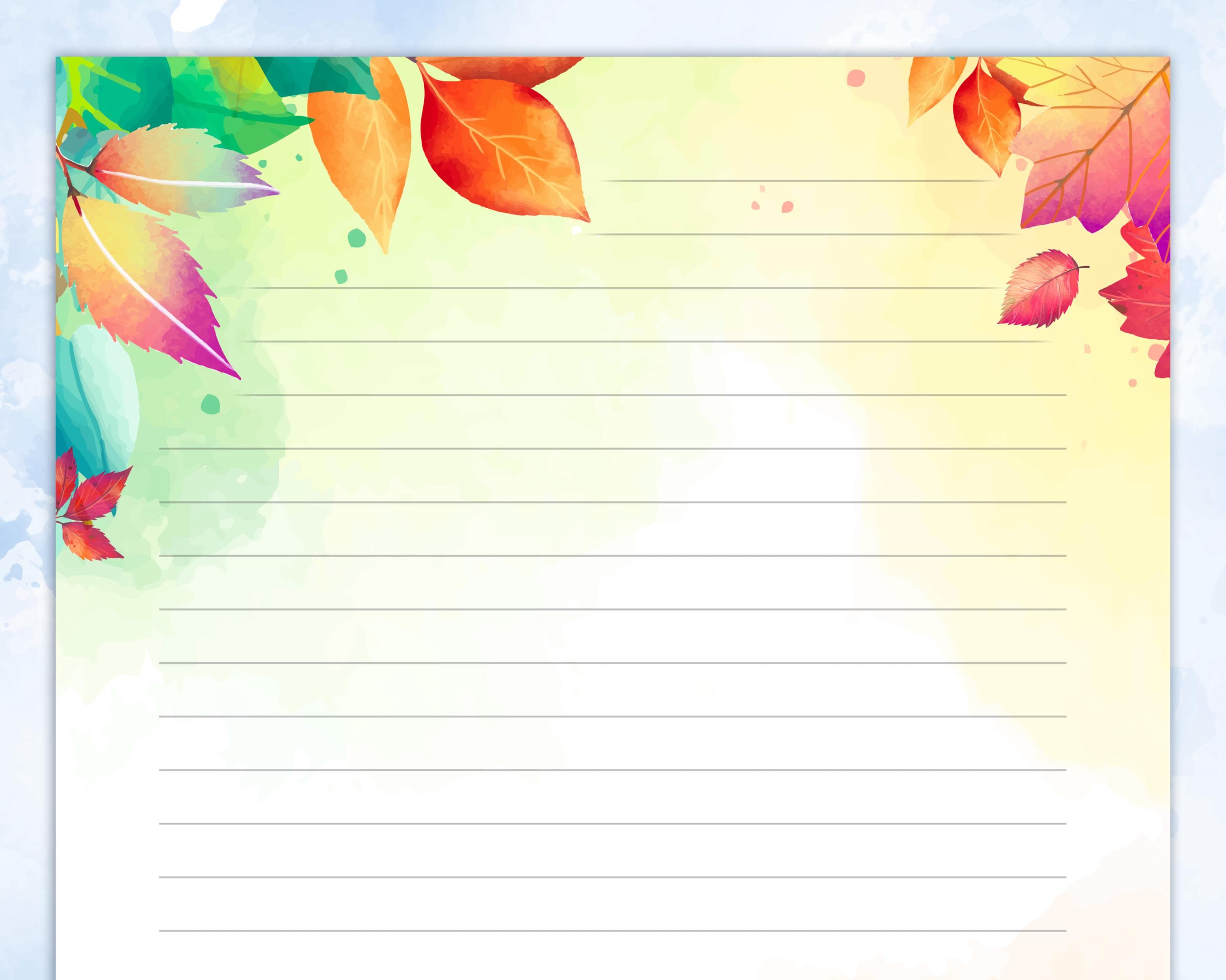 Printable Stationery Lined Paper, Letter Writing Paper With Beautiful ...