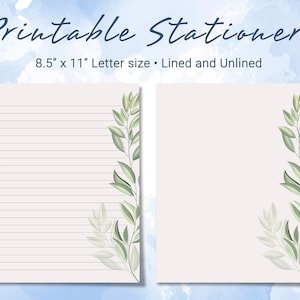 Leaves Printable Stationery, Printable Writing Paper With Green Leaves ...