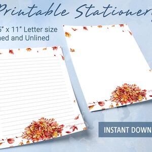 Leaves Printable Stationery, Printable Writing Paper With Watercolor ...