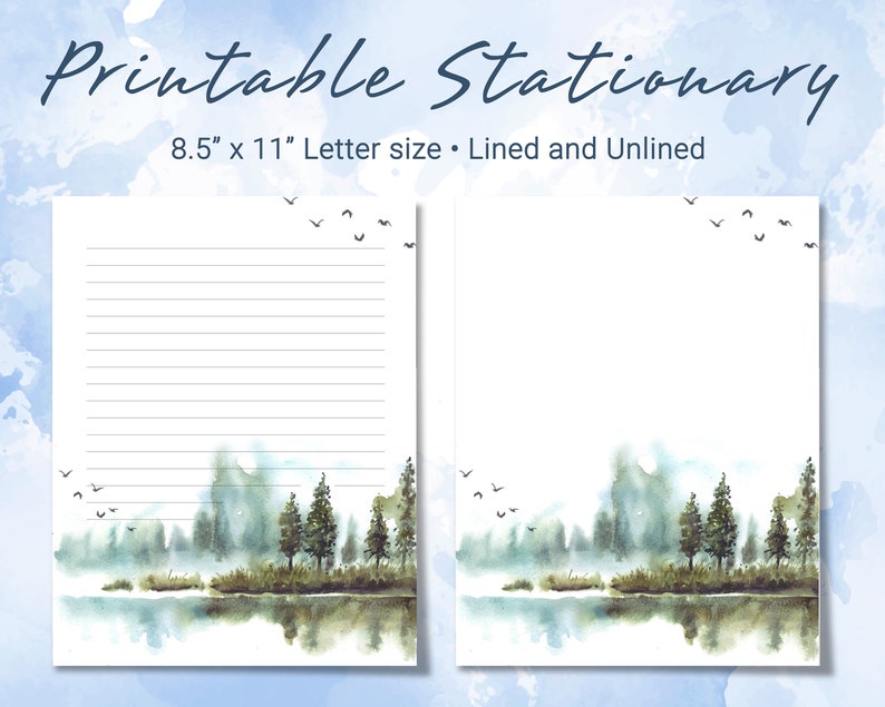 Printable Stationery Lined Paper With Reflection of Beautiful - Etsy