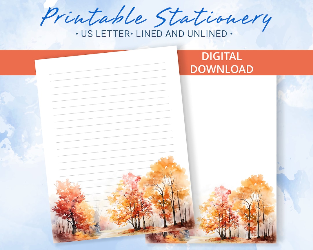 Autumn Printable Stationery, Printable Writing Paper With Road ...