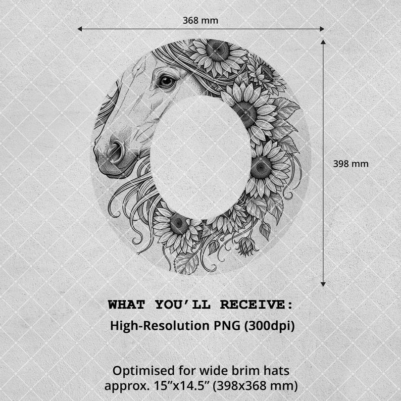 Western Sunflower Hat Design Bundle, Set of 3 Floral PNG Commercial Use ...