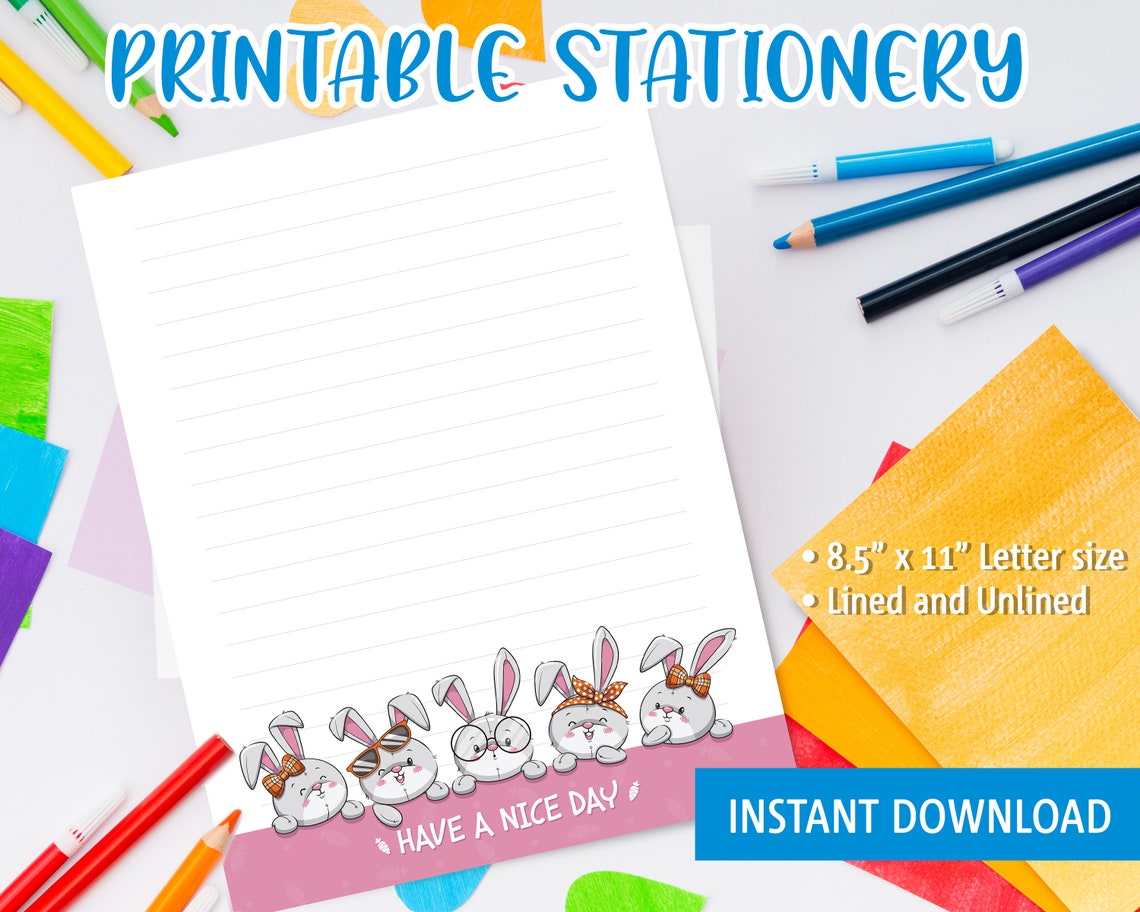 Printable Stationery for Kids, Printable Writing Paper With Cute ...