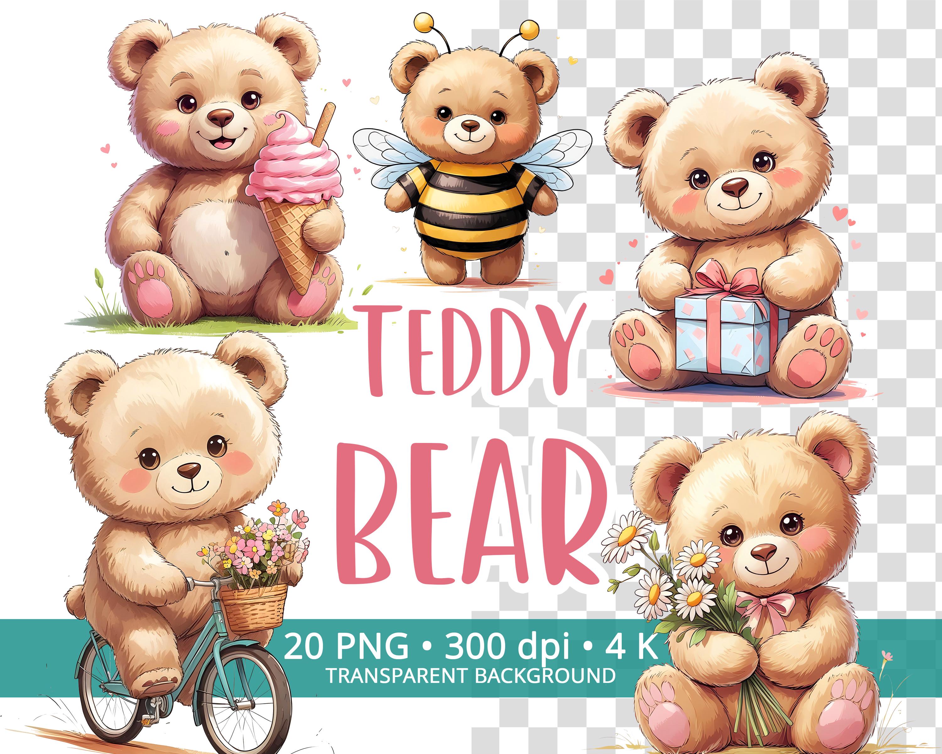 Teddy Bear Clipart Bundle: Nursery Art PNG Images (digital Download, 4K ...