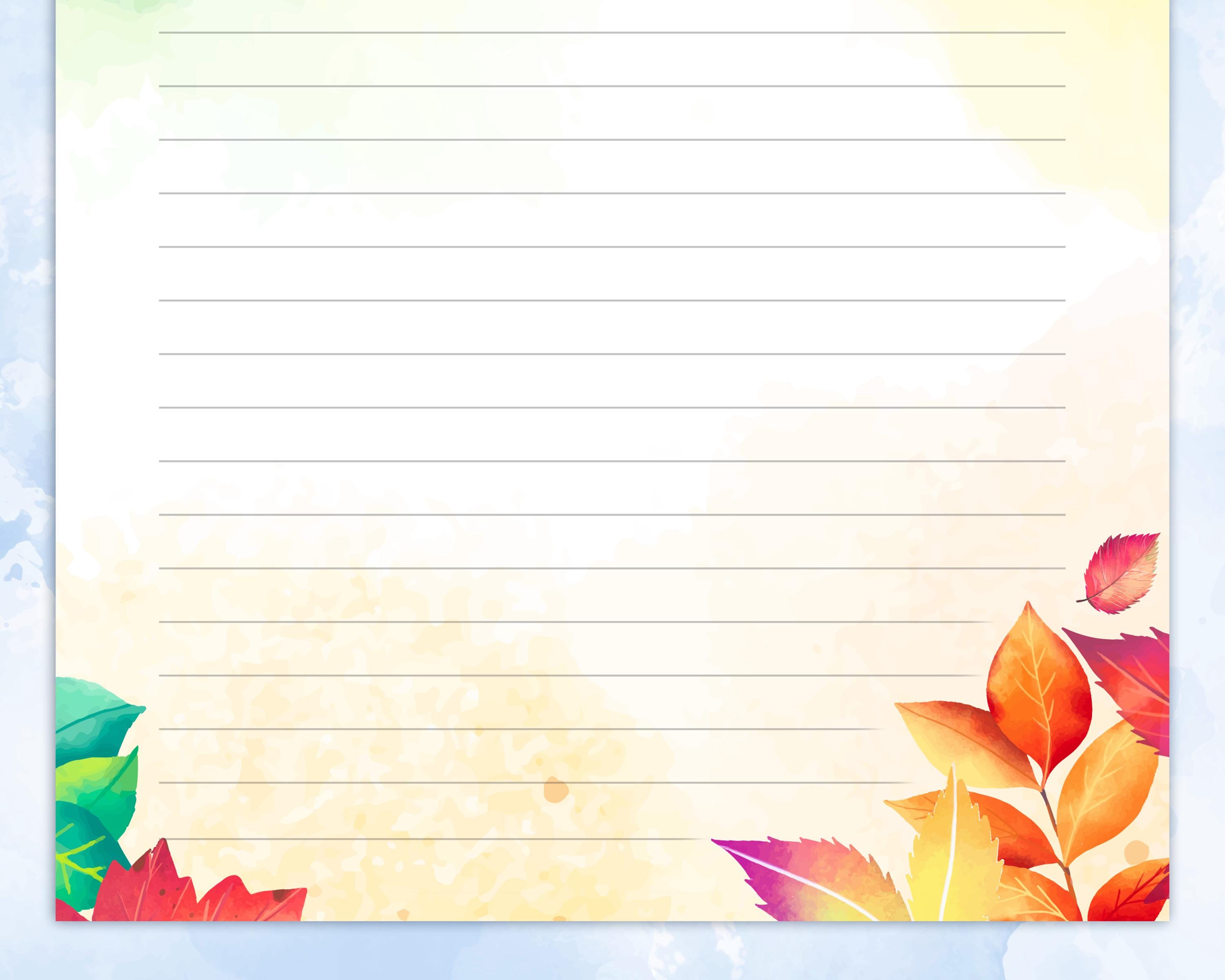 Printable Stationery Lined Paper, Letter Writing Paper With Beautiful ...