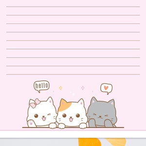 Kawaii Stationery Printable for kids, Printable Letter Writing with cute cat kitten, cute stationary image 4