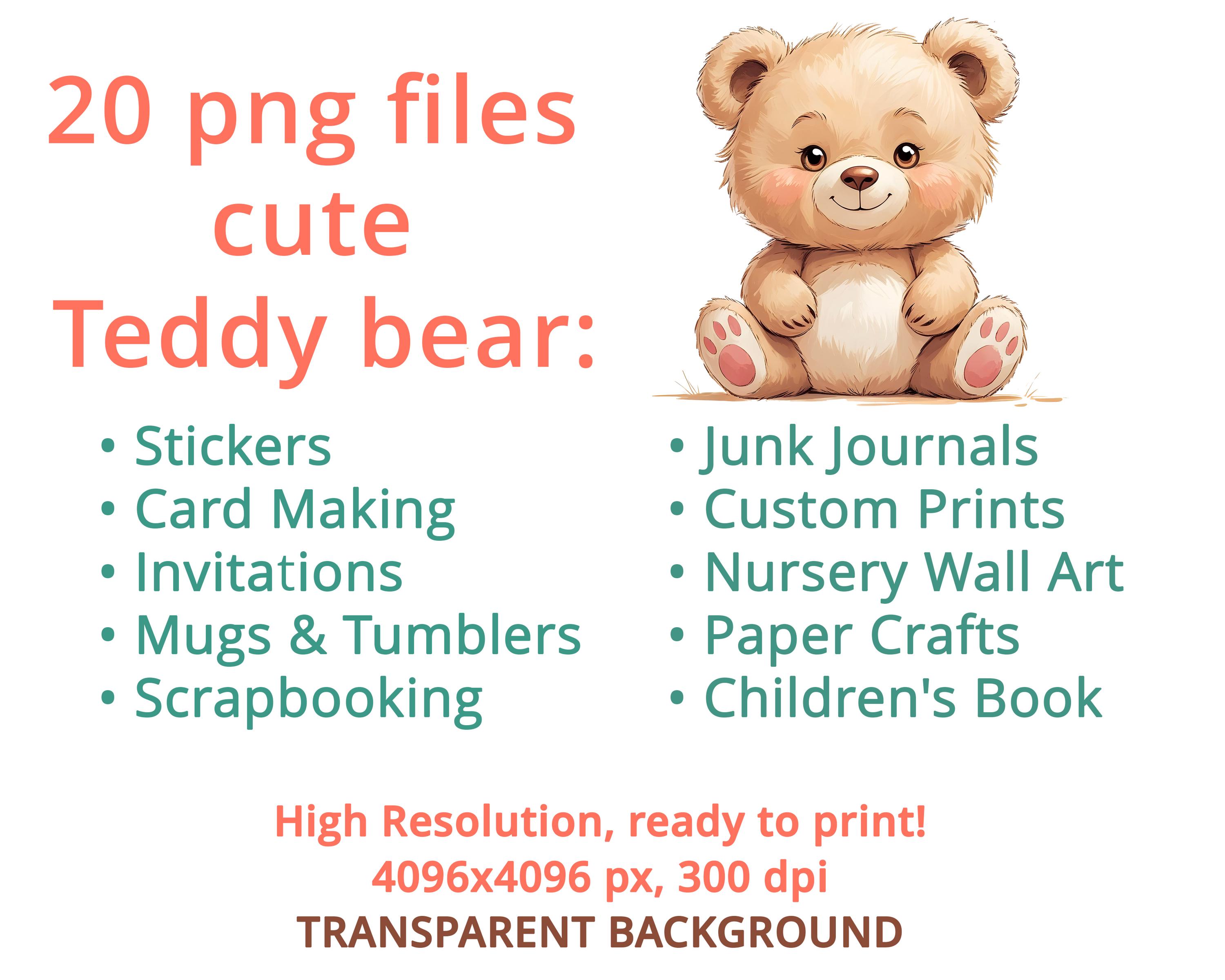 Teddy Bear Clipart Bundle: Nursery Art PNG Images (digital Download, 4K ...