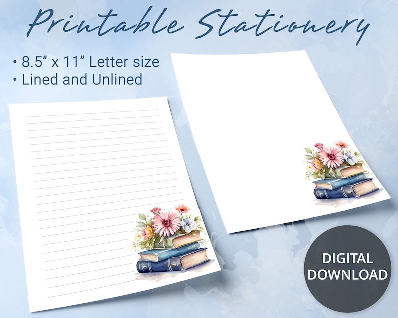 Printable Stationery Lined Paper Printable Writing Paper With Etsy